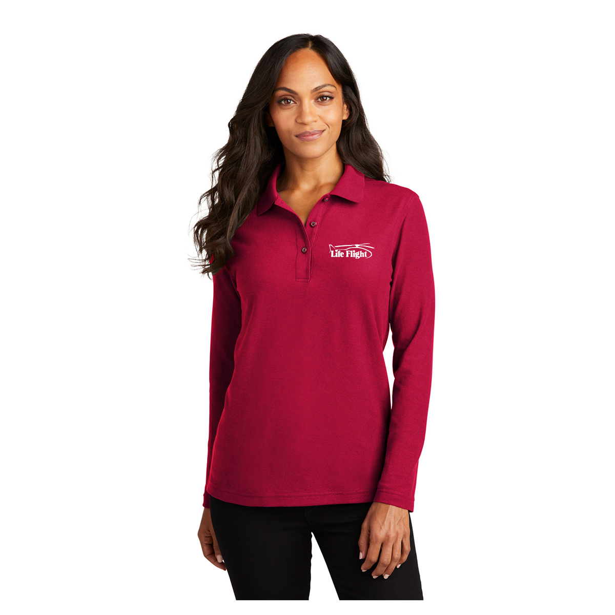 LADIES LONG SLEEVE POLO - Image 2