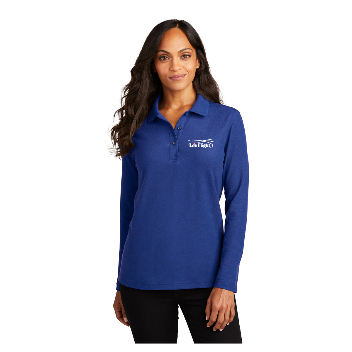 LADIES LONG SLEEVE POLO - Image 3